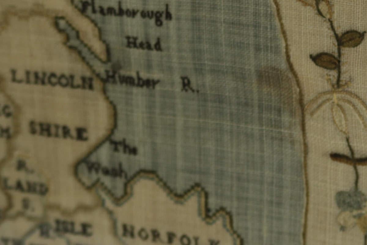Georgian Map of UK Sampler by Elizabeth Kifft, 1797 1