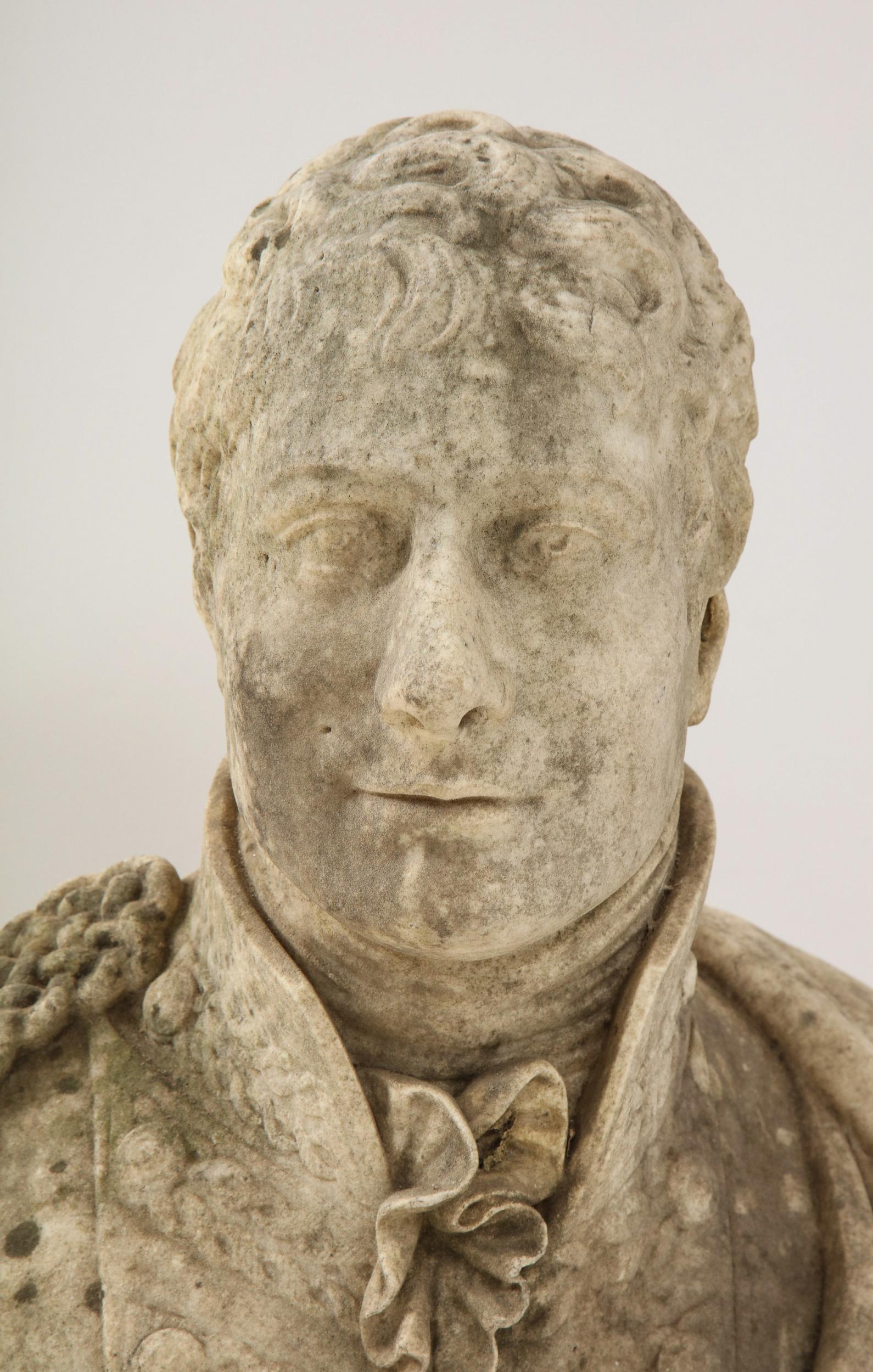 Fine Georgian marble bust of Major General Montagu-Roger Burgoyne, the 8th baronet of Sutton, Signed G. Garrard. Sculp, 1818.

Sir Montagu-Roger Burgoyne, eighth baronet (d. 1817), army officer, was, like his father, a cavalry officer who rose to