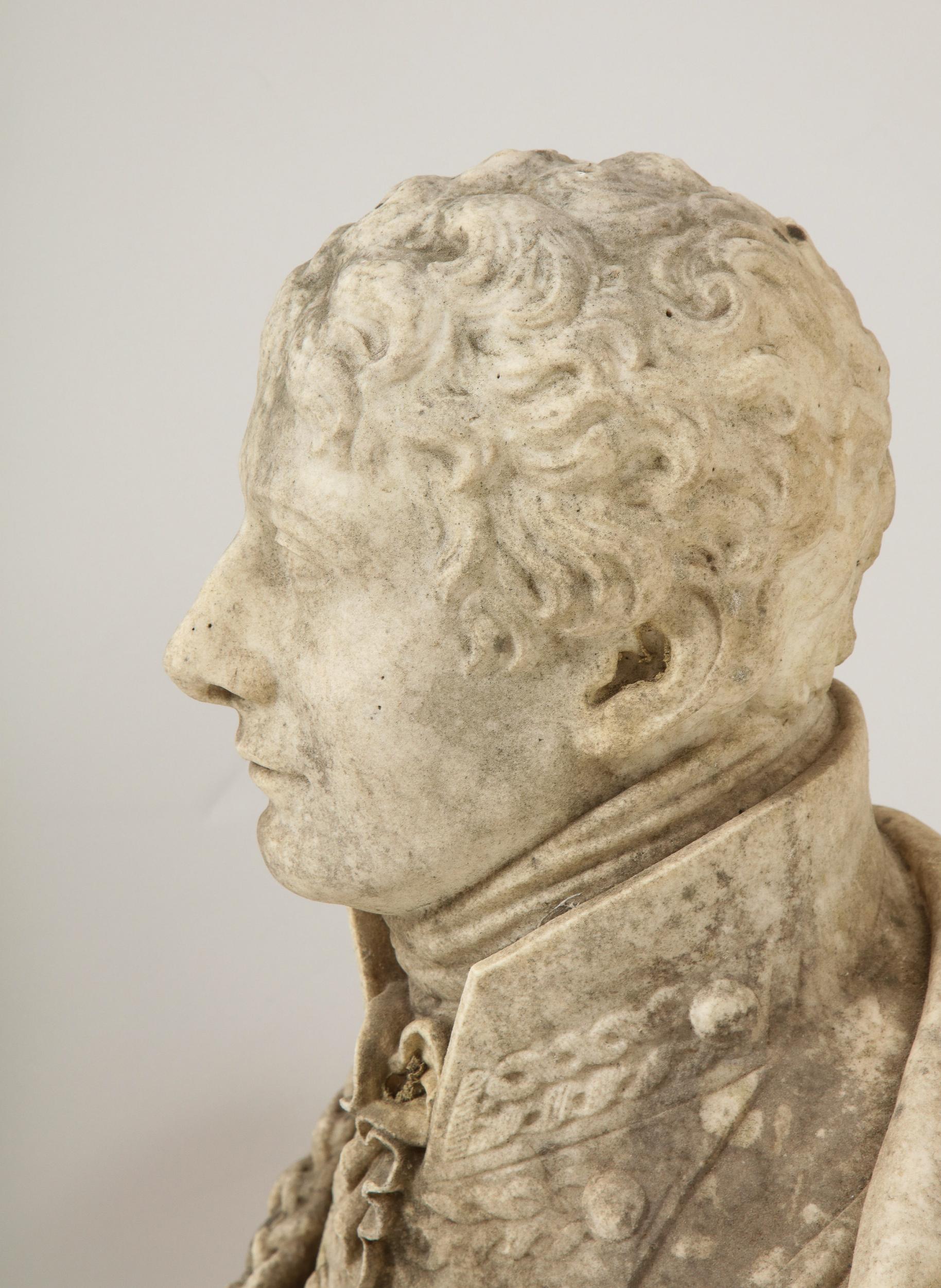 19th Century Georgian Marble Bust of Baronet Montagu Roger Burgoyne For Sale