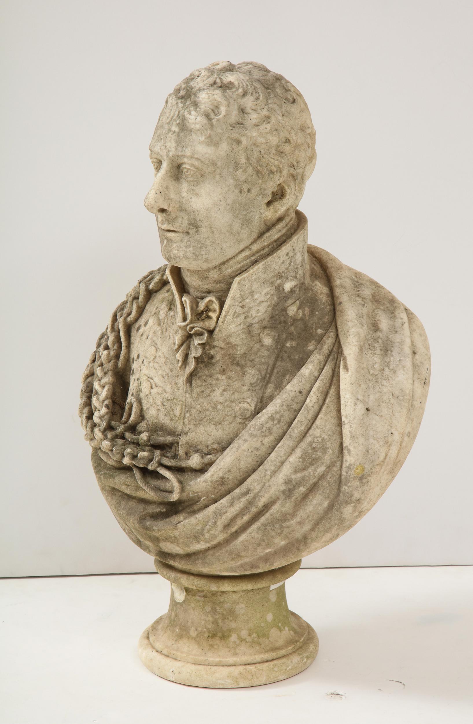 Georgian Marble Bust of Baronet Montagu Roger Burgoyne For Sale 1