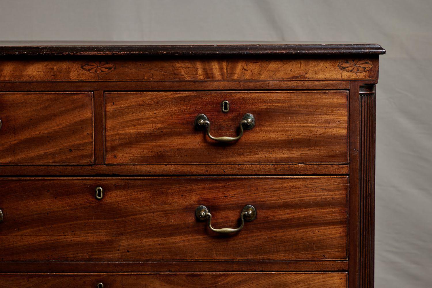 English Georgian Marquetry Decorated Chest of Drawers