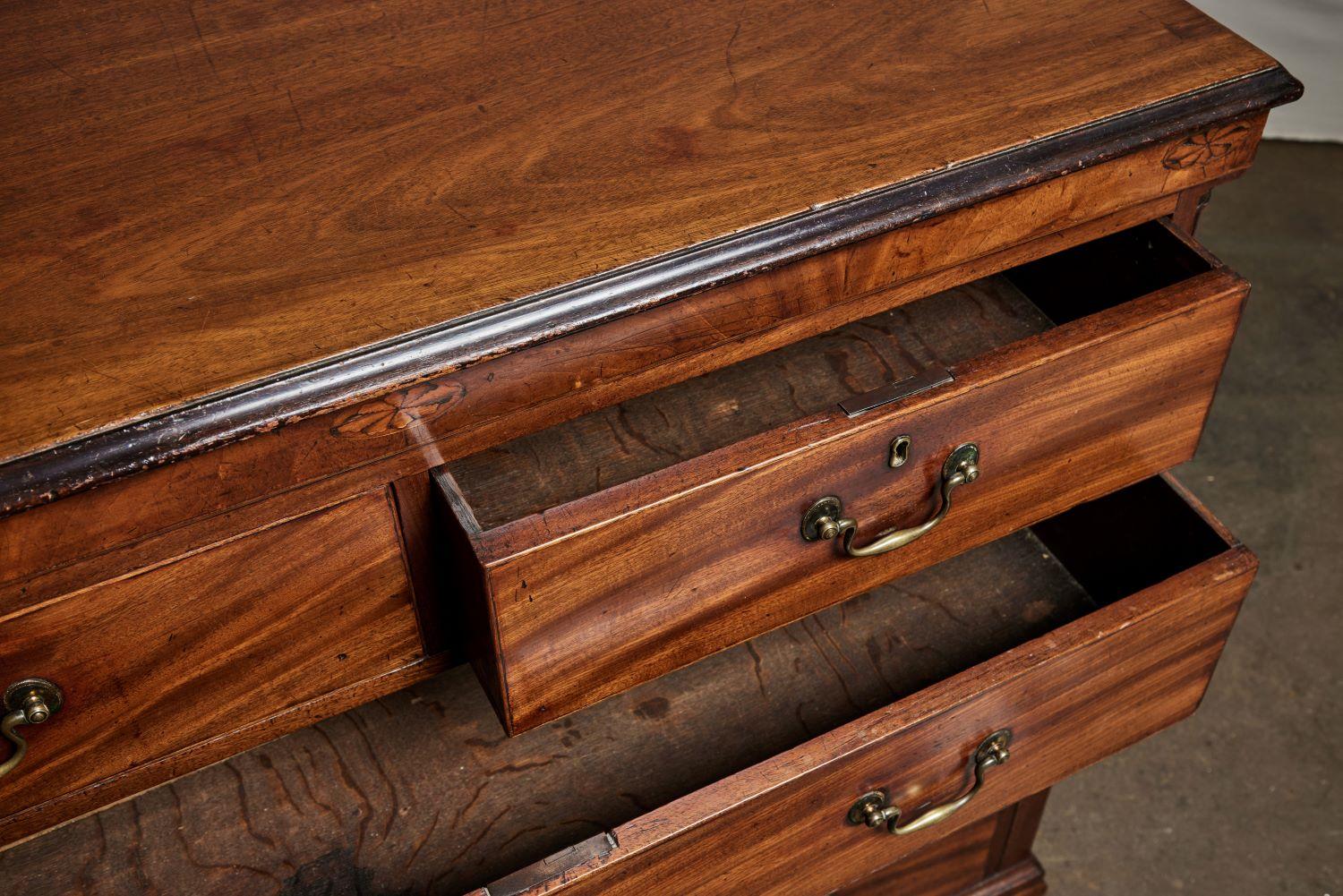 Wood Georgian Marquetry Decorated Chest of Drawers