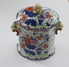Rare Georgian Masons Ironstone Bread Bin in Vase and Jardinière Ptn,  Circa 1815