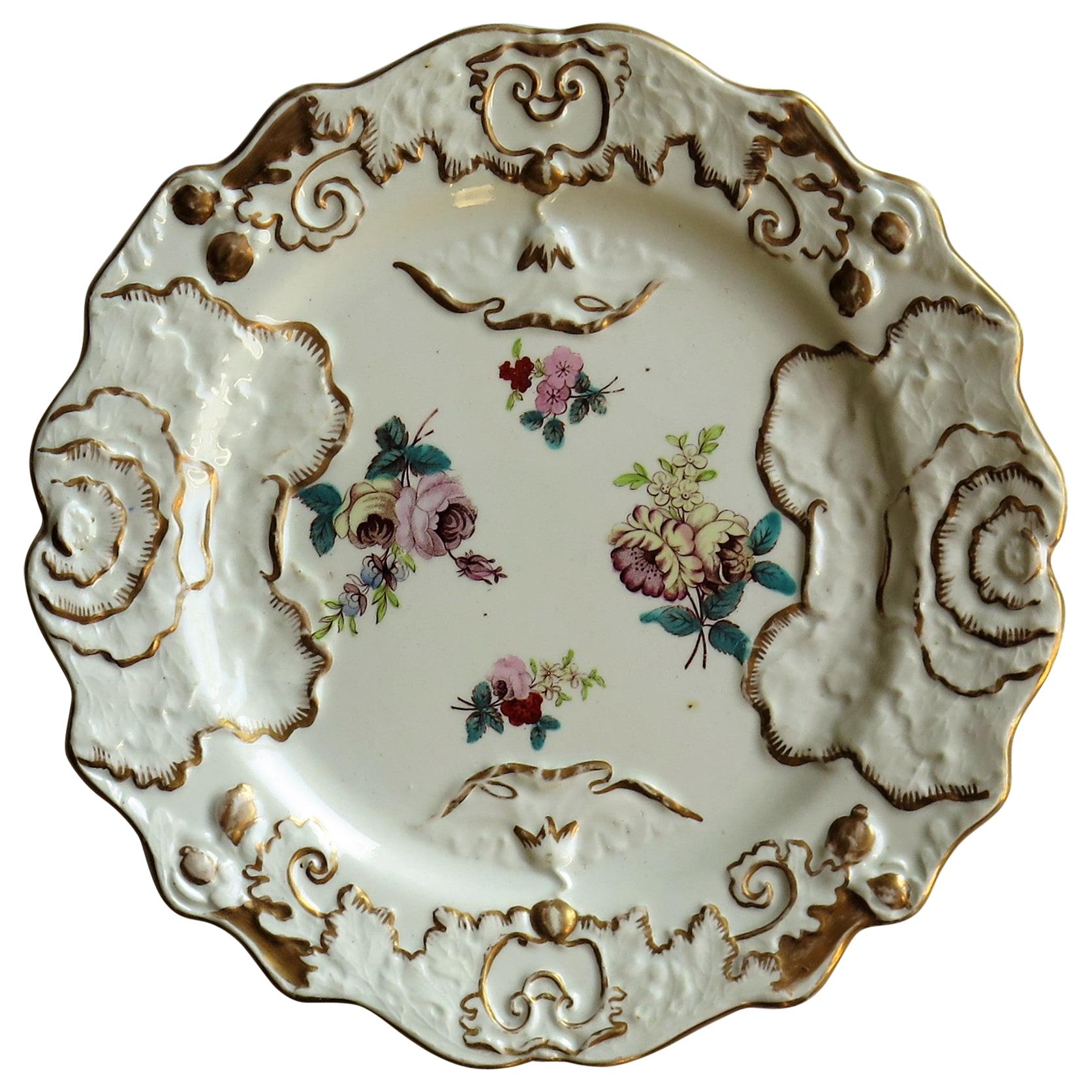 Plato georgiano del desierto de Mason's Ironstone con estampado de hojas de col y grandes aerosoles