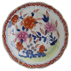 Assiette de désert en Mason's Ironstone à Rose Rose sur Stem & Rock ptn, Ca 1818