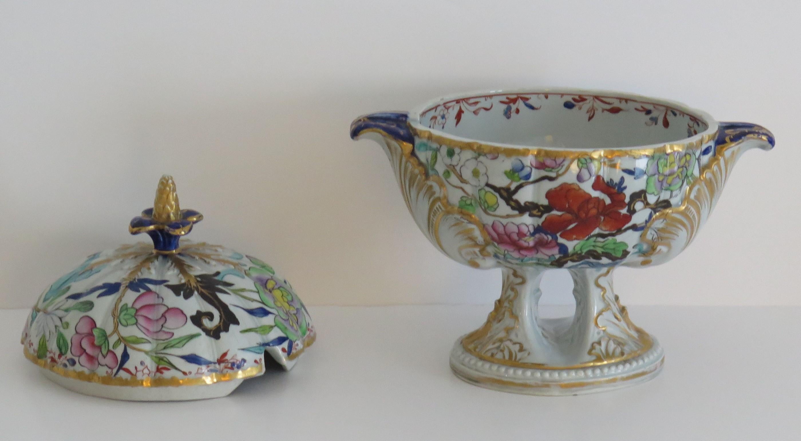 Georgian Mason's Ironstone Desert Tureen & Lid in Chinese Thorn pattern, Ca 1818 4