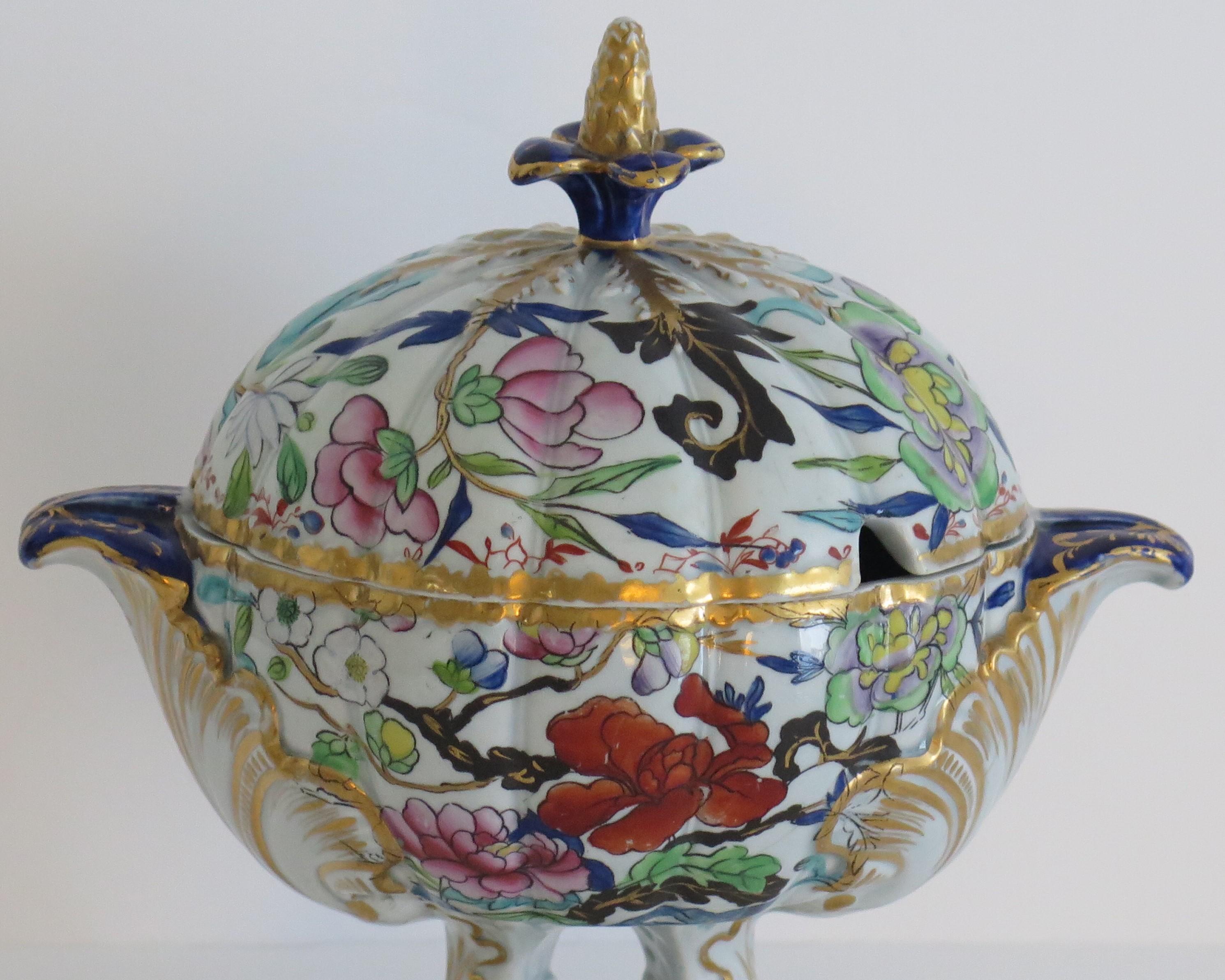 Georgian Mason's Ironstone Desert Tureen & Lid in Chinese Thorn pattern, Ca 1818 1