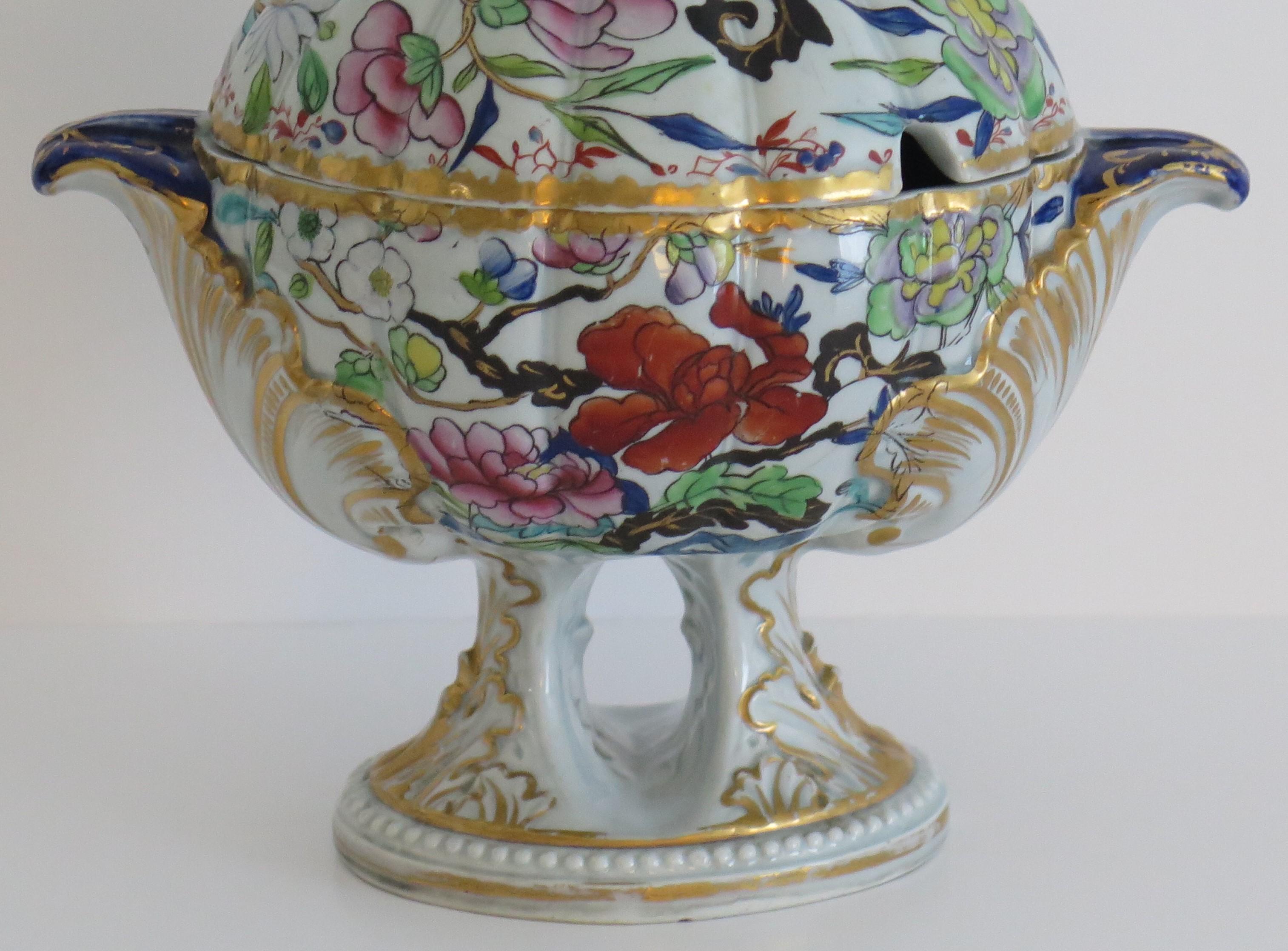 Georgian Mason's Ironstone Desert Tureen & Lid in Chinese Thorn pattern, Ca 1818 2