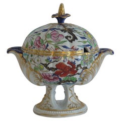 Georgian Mason's Ironstone Desert Tureen & Lid in Chinese Thorn pattern, Ca 1818