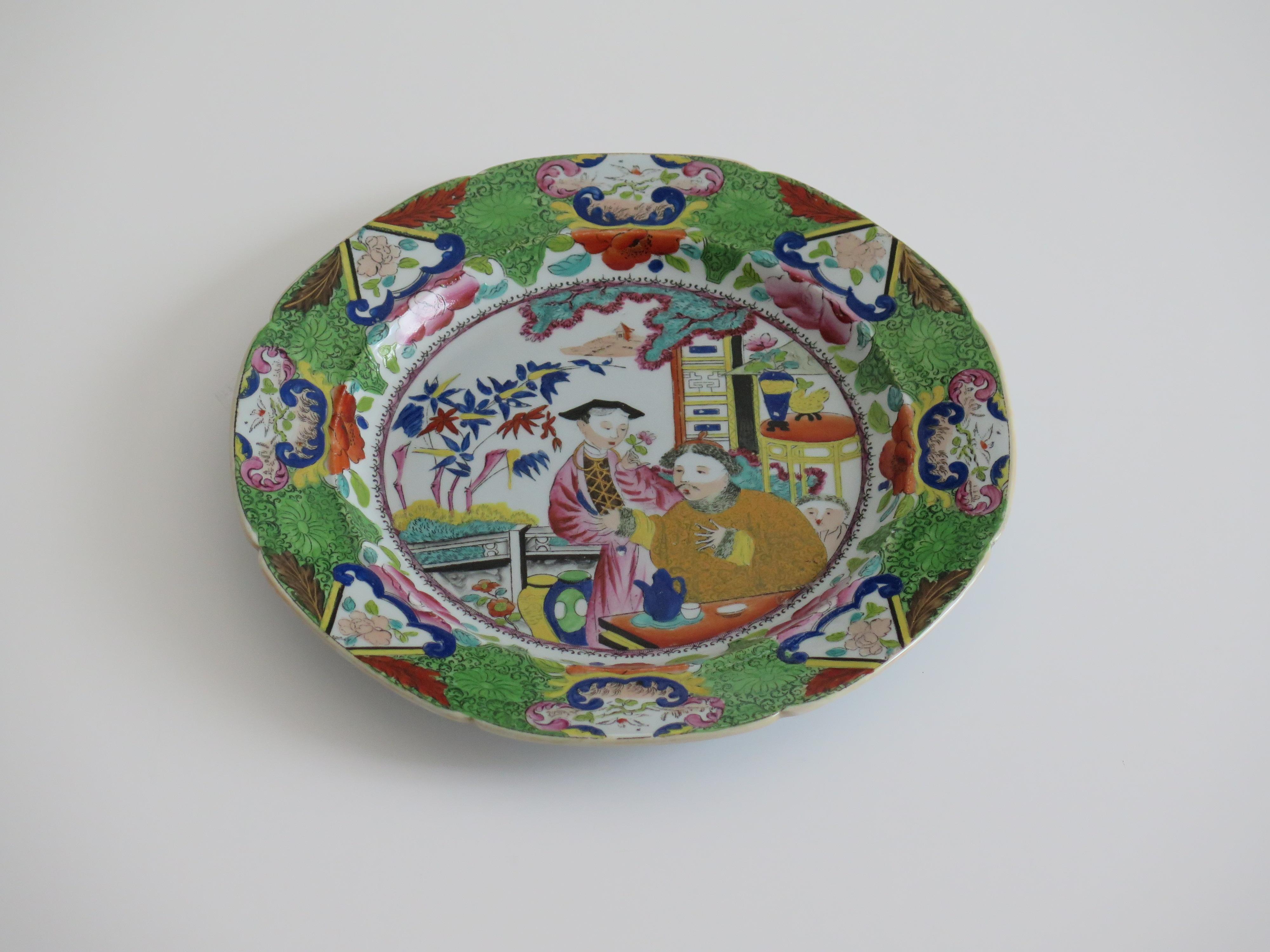 Assiette à dîner géorgienne en Mason's Ironstone finement peinte à motif mandarin. Ca 1815 en vente 1