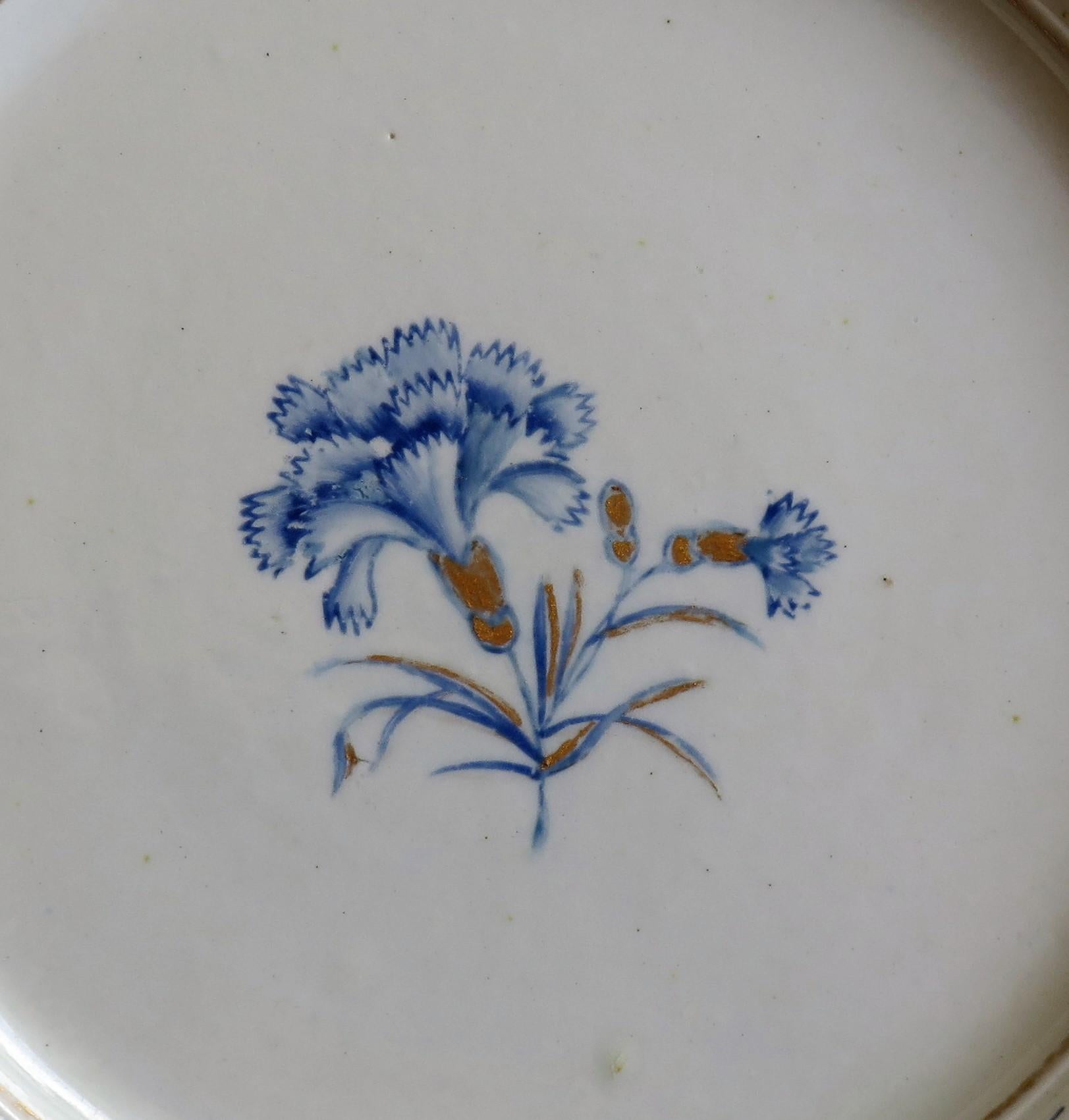 Georgian Mason's Ironstone Dinner Plate Hand Painted Blue Carnation Pattern 3