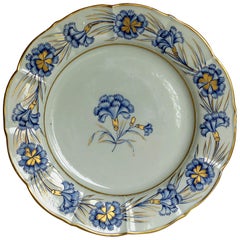 Assiette à dîner géorgienne Mason's Ironstone peinte à la main avec un rare motif de distinction bleue