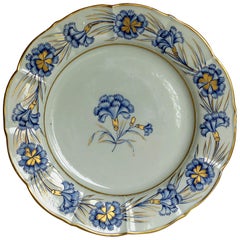 Georgian Mason's Ironstone Dinner Plate Hand Painted rare Blue Carnation Pattern