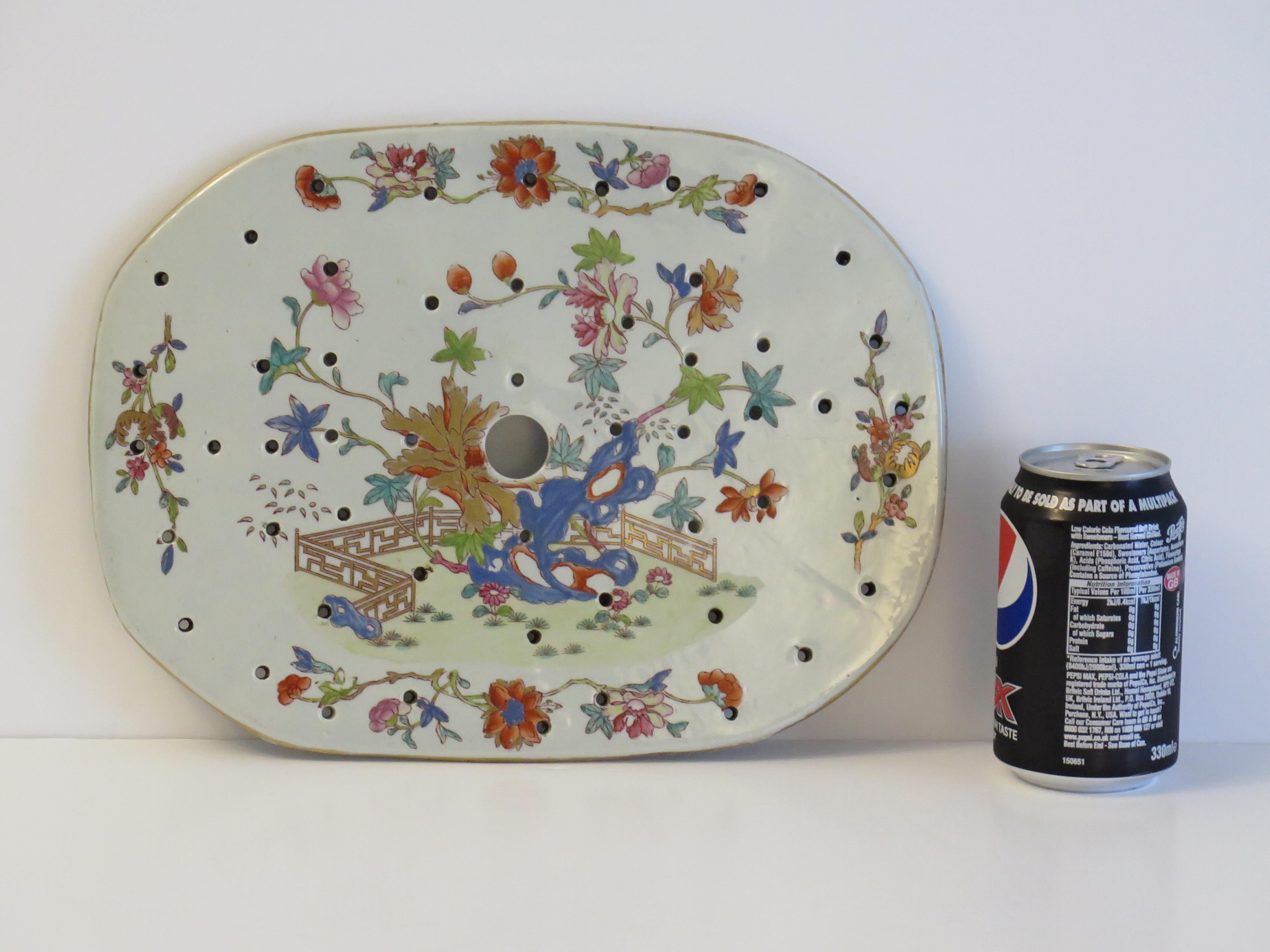Plato escurridor georgiano de Mason's Ironstone con dibujo de roca y árbol, ca. 1818 en venta 9