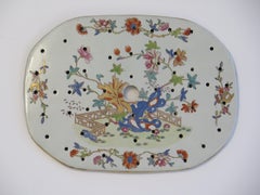 Georgian Mason's Ironstone Drainer Plate in Fence Rock and Tree Pattern, Ca 1818