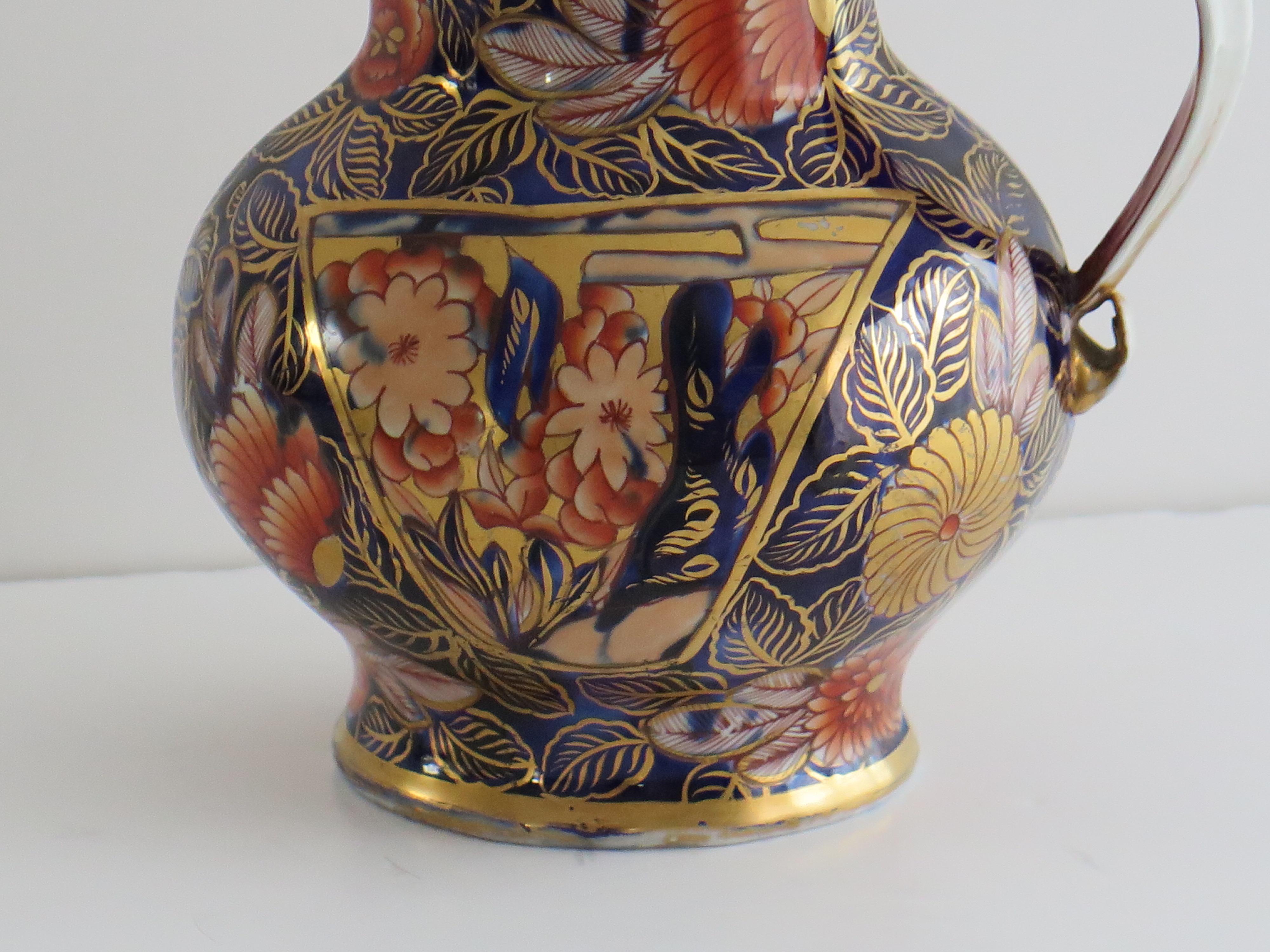 Georgian Masons Ironstone Krug oder Krug in School House Ptn seltene Form, ca. 1815 im Angebot 5