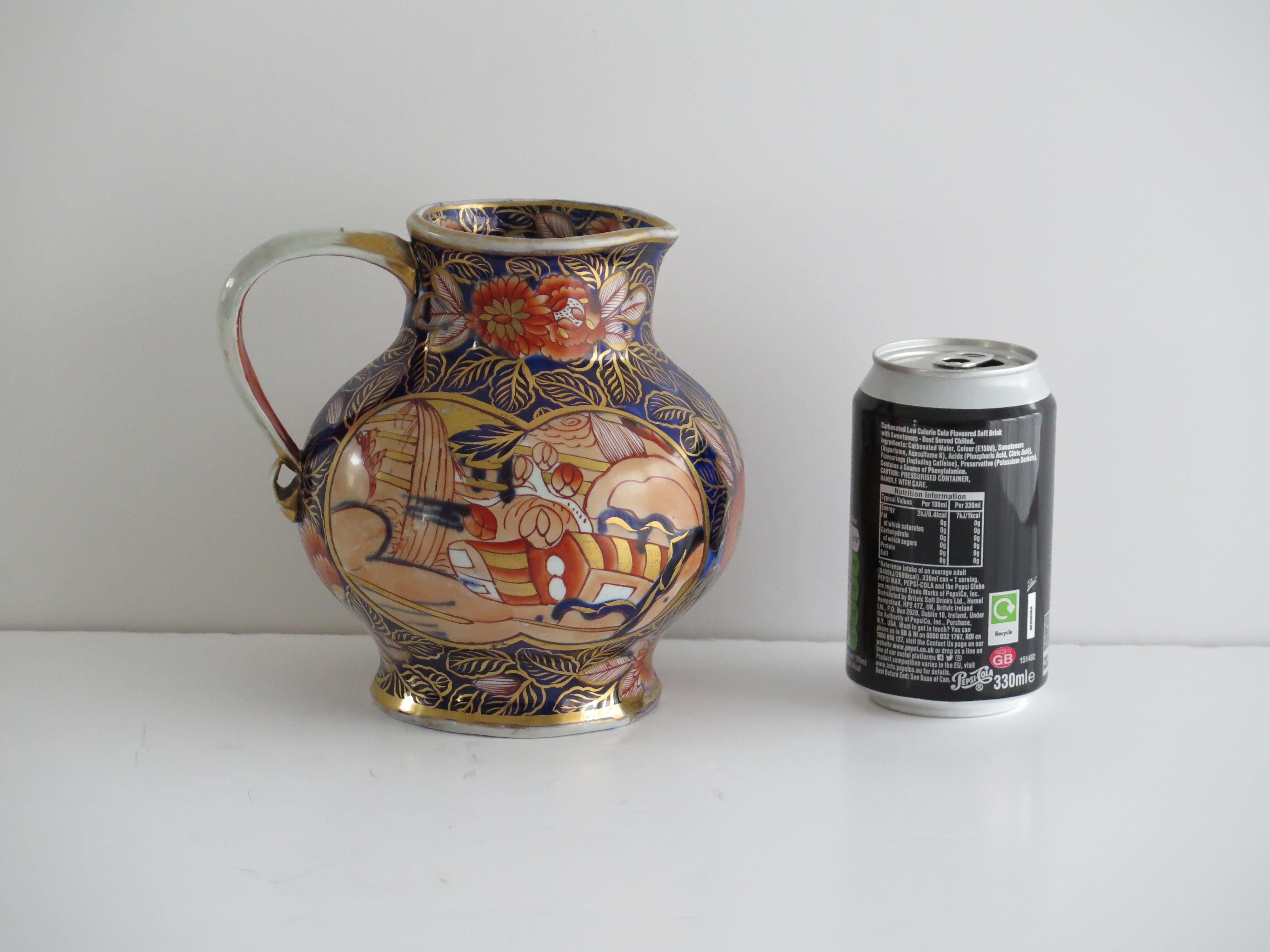 Georgian Masons Ironstone Krug oder Krug in School House Ptn seltene Form, ca. 1815 im Angebot 10