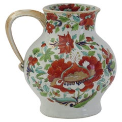 Antique Georgian Mason's Ironstone large Jug in Large Stamen Flower Ptn. Ca 1818