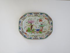 Georgian Masons Ironstone Large Platter in Table & Flowerpot Pattern, circa 1818