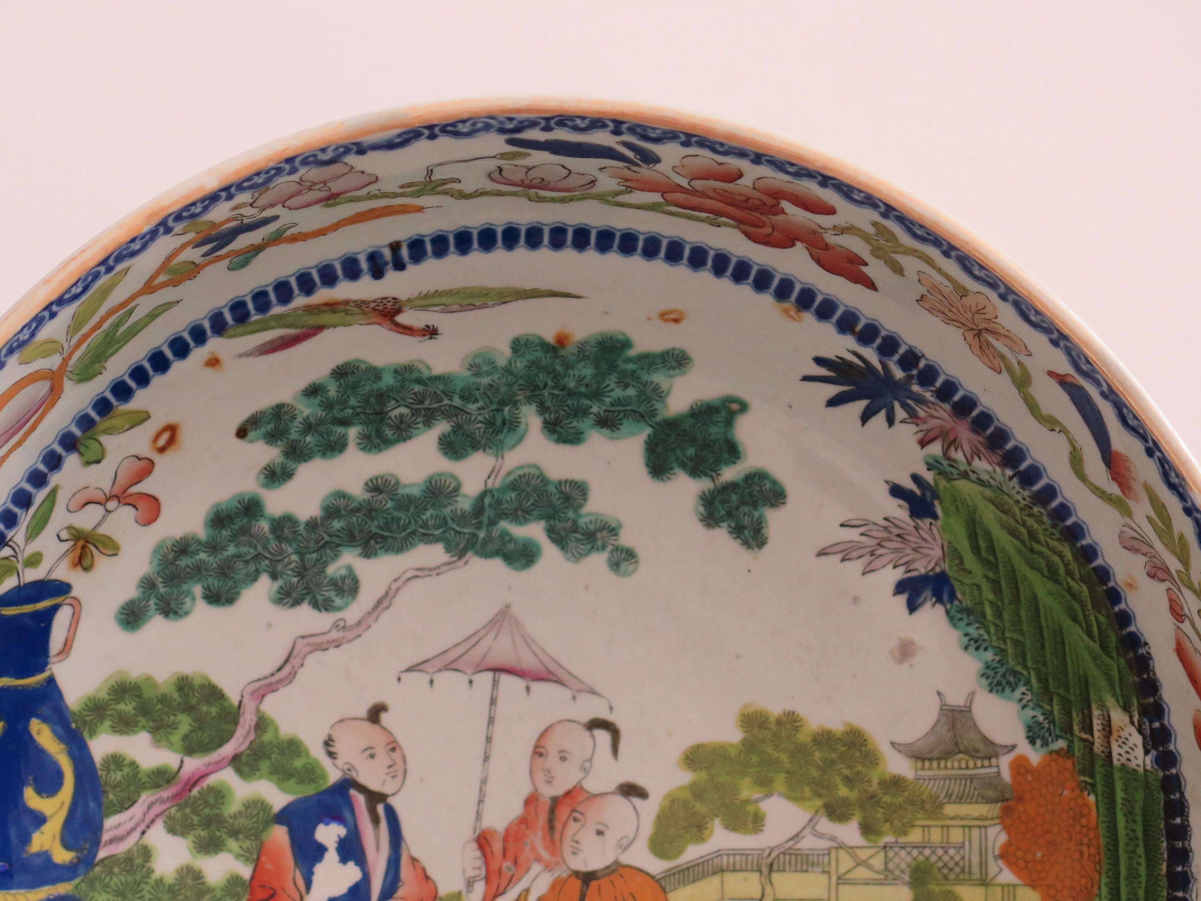 Georgian Masons Ironstone large Punch Bowl in rare Mogul Pattern, circa 1815 For Sale 6