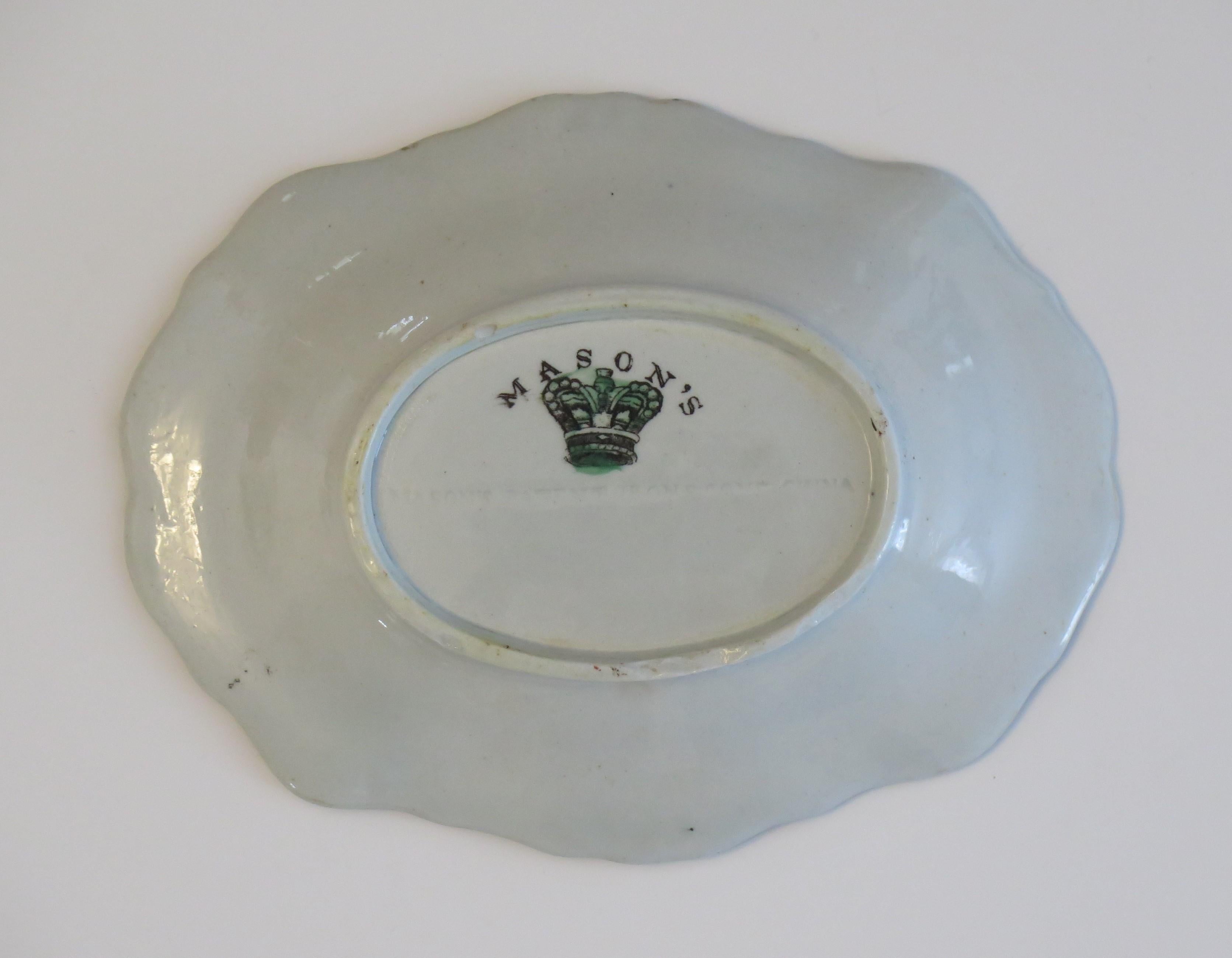 Georgian Mason's Ironstone Oval Dish in Table & Flower Pot Pattern, circa 1818 4