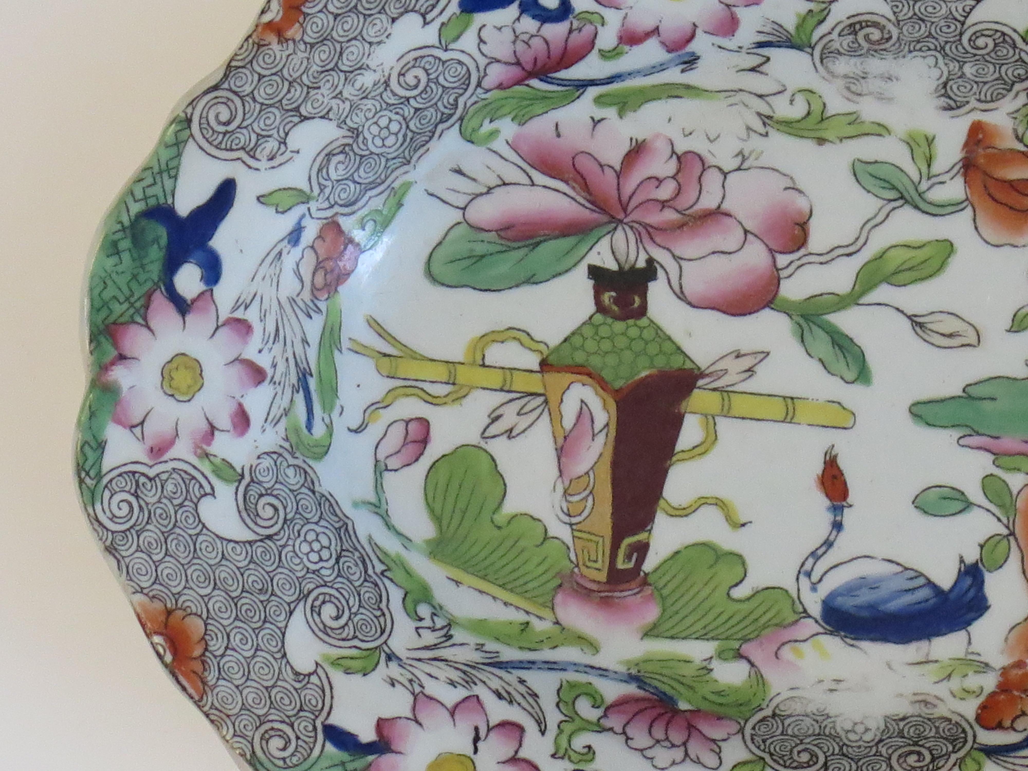 19th Century Georgian Mason's Ironstone Oval Dish in Table & Flower Pot Pattern, circa 1818