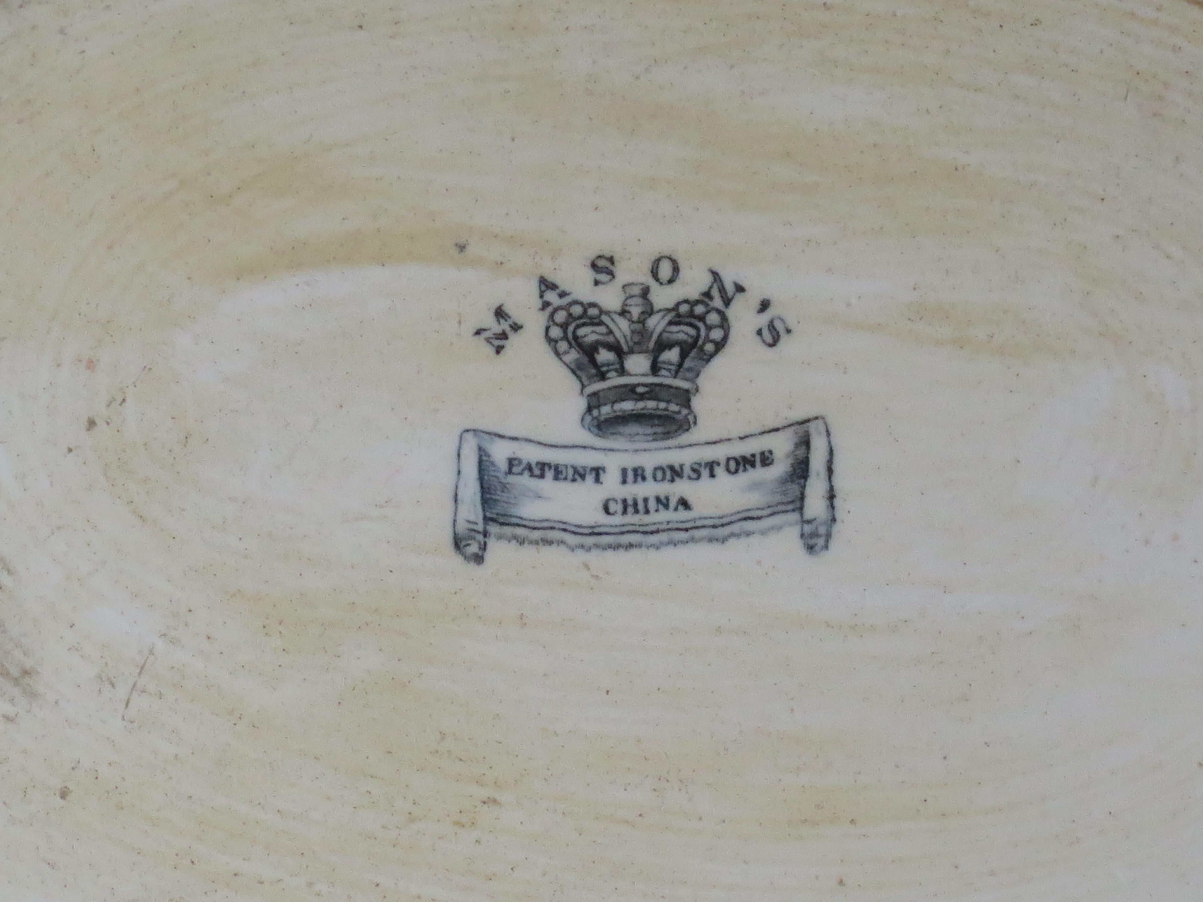 Plato georgiano de Mason's Ironstone con dibujo de bambú y cesta, circa 1818 en venta 9