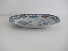 Georgian Masons Ironstone Platter in Bamboo & Basket Ptn hand painted, Ca 1818