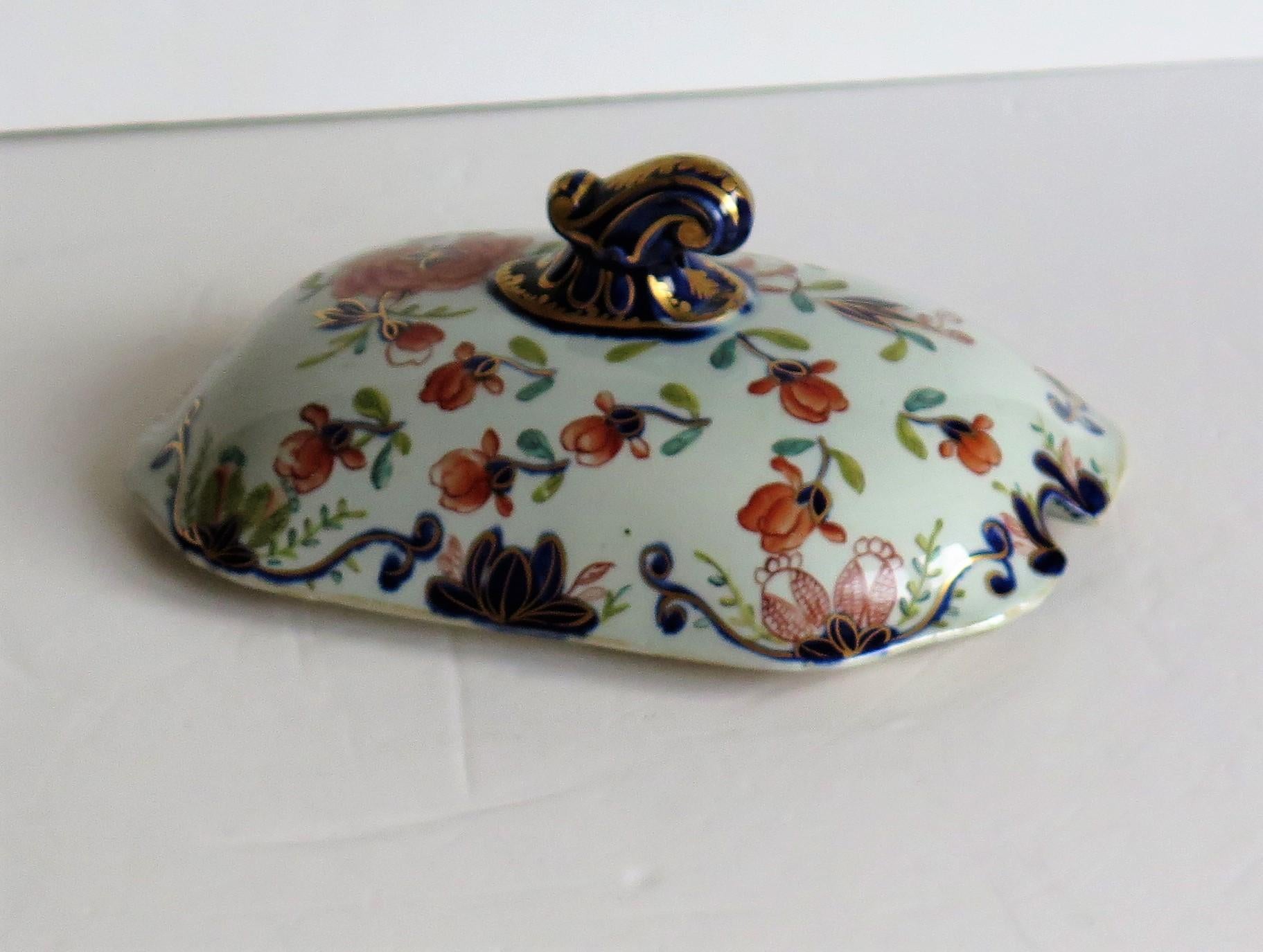 Georgian Mason's Ironstone Sauce Tureen and Cover Gilded Rose Japan Pattern 7
