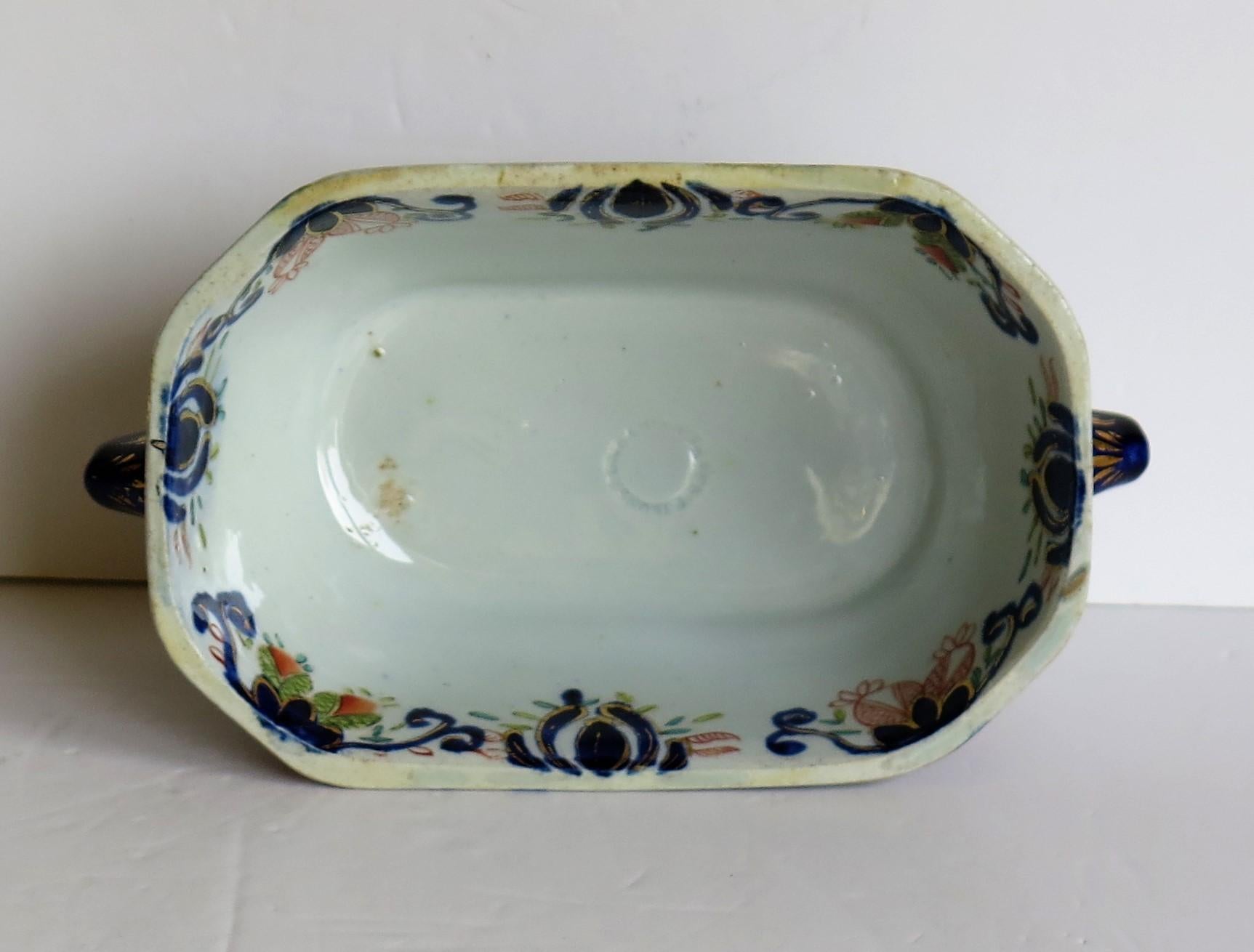 Georgian Mason's Ironstone Sauce Tureen and Cover Gilded Rose Japan Pattern 11