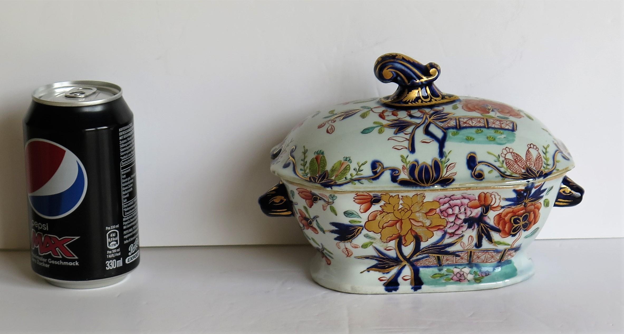 Georgian Mason's Ironstone Sauce Tureen and Cover Gilded Rose Japan Pattern 13