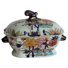 Georgian Mason's Ironstone Sauce Tureen and Cover Gilded Rose Japan Pattern