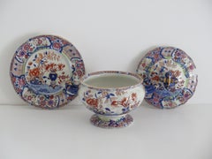 Georgian Masons Ironstone Sauce Tureen & Base Plate Vase & Rock Ptn, circa 1818