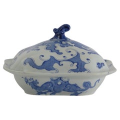 Georgian Mason's Ironstone Serving Dish & Cover in Chinese Dragon Ptn, Ca 1818