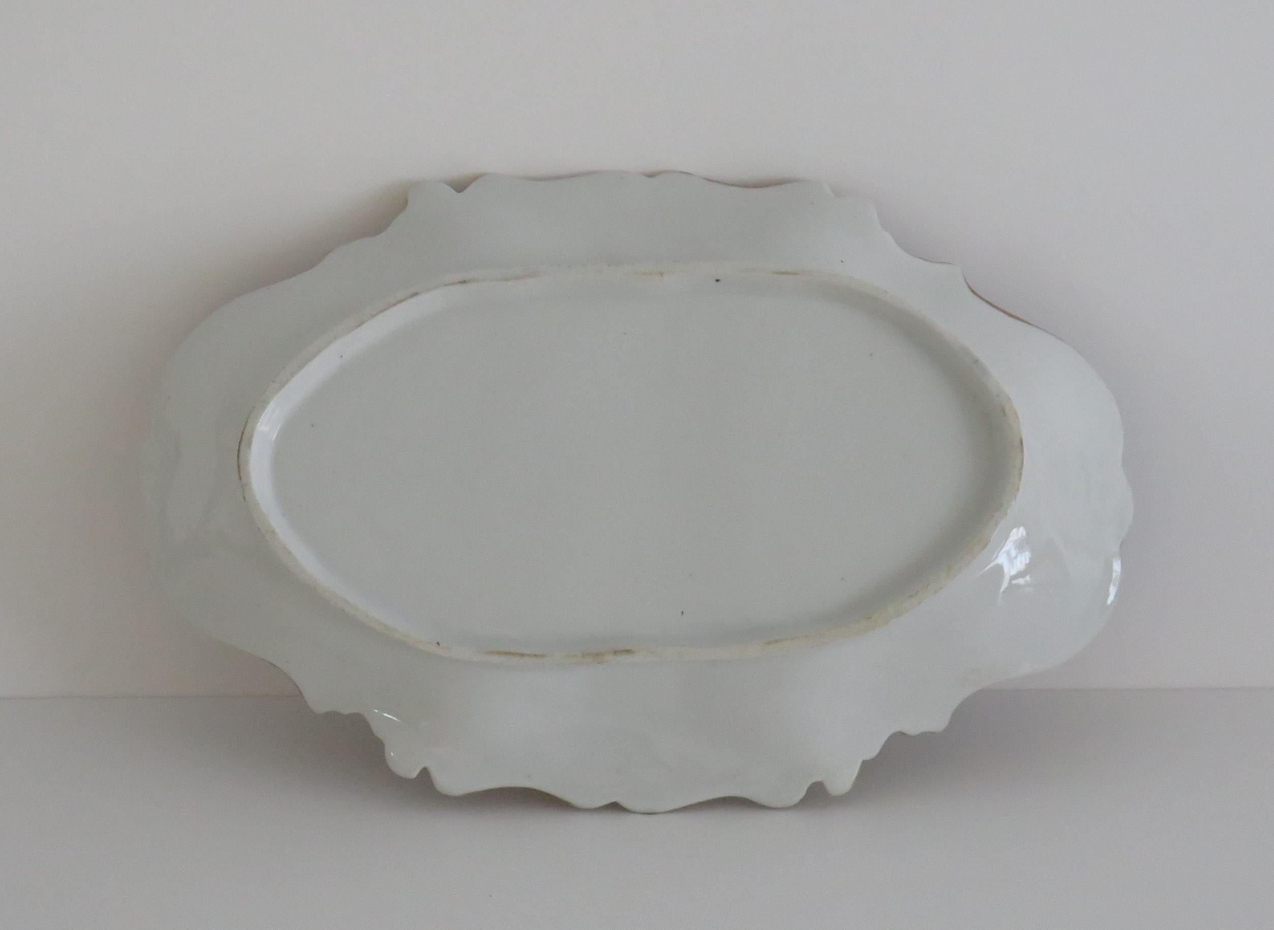 Georgian Mason's Ironstone Serving Dish Floral Spays Cabbage Leaf Ptn, Ca 1818 For Sale 3