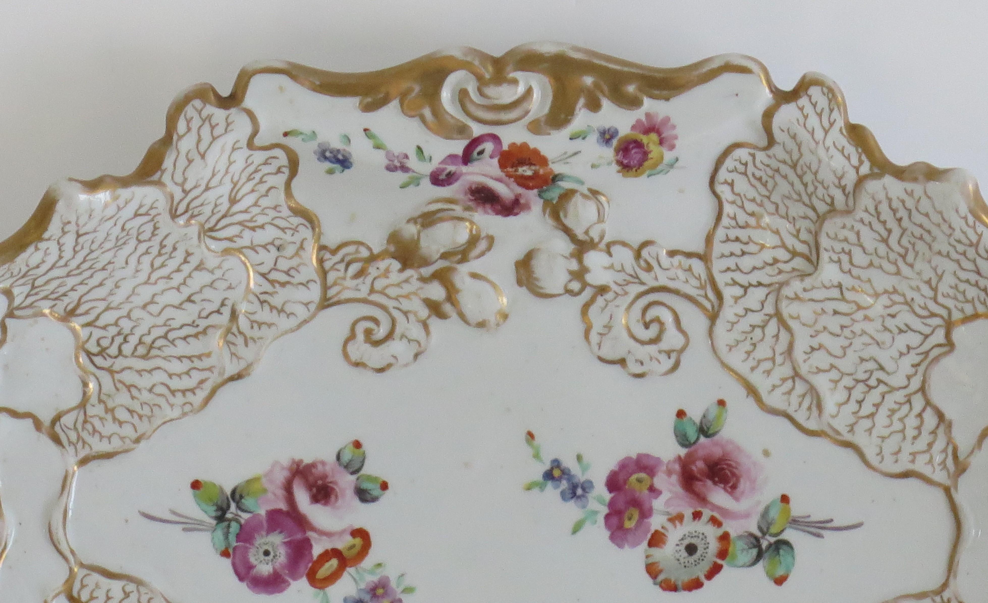 This is a finely hand painted Mason's ironstone Serving Desert Dish in a rare Cabbage leaf, gold veined pattern called 