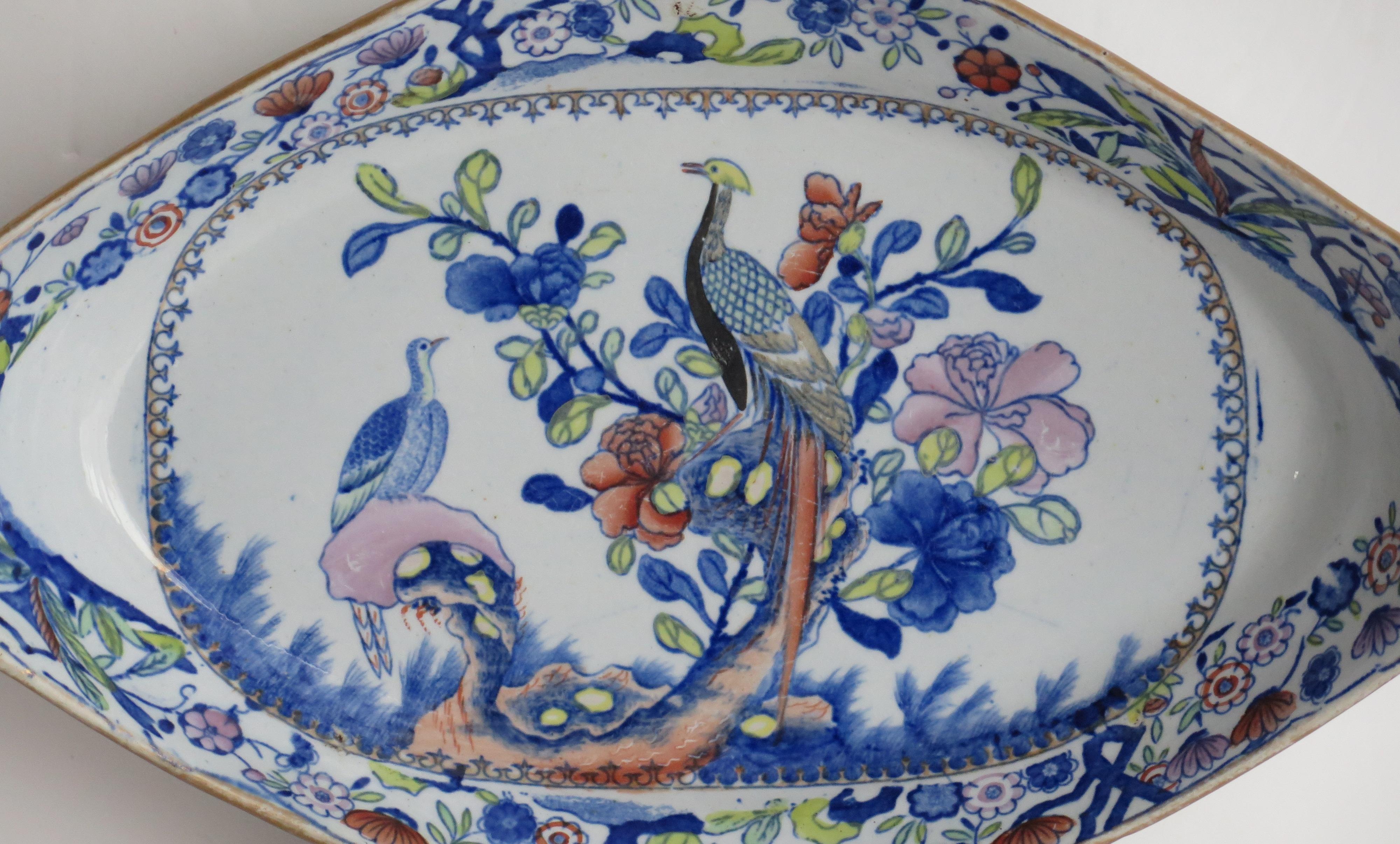 Anglais Plat de service géorgien Mason's Ironstone en pierre de fer à motif de faisan oriental, vers 1820 en vente