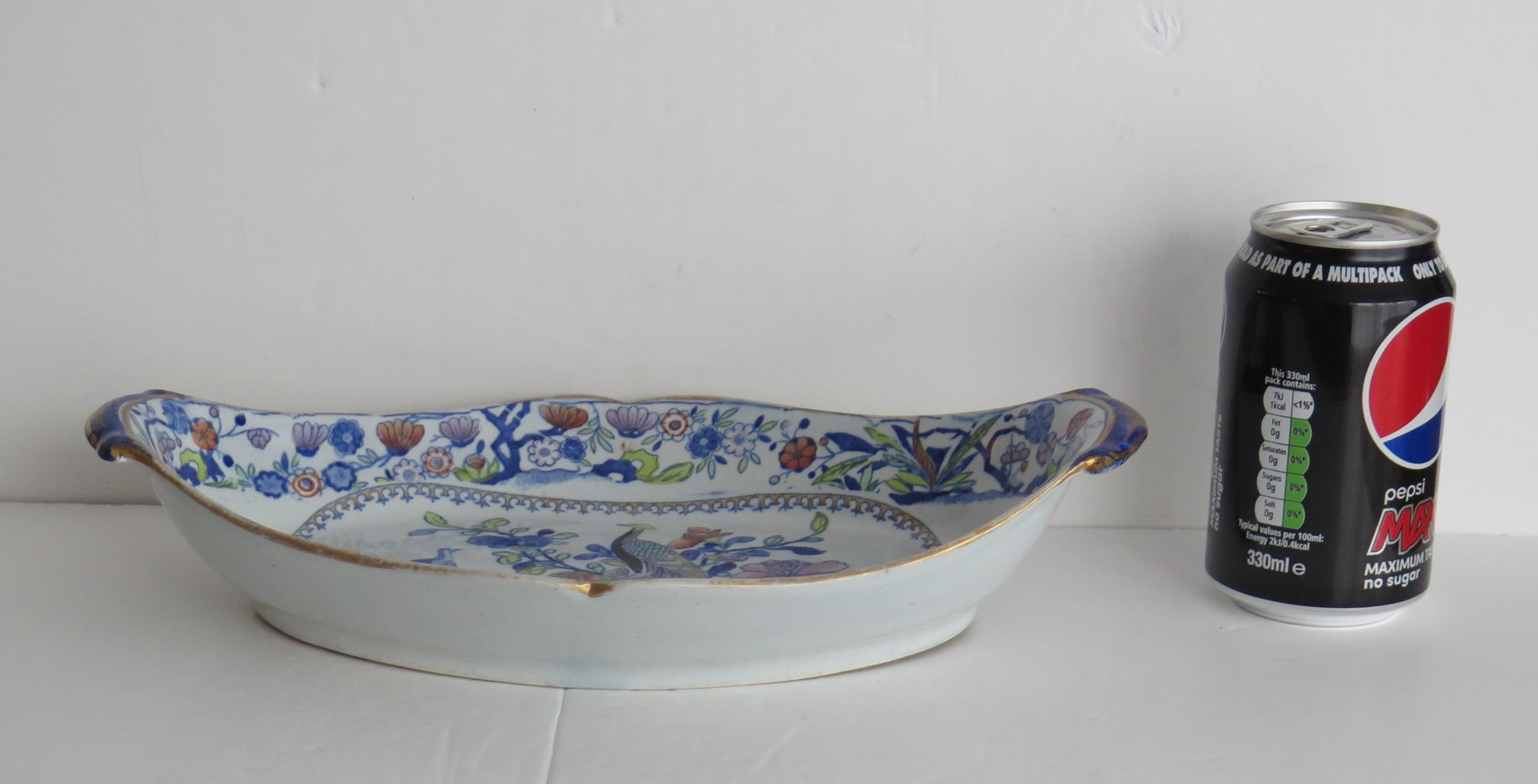 XIXe siècle Plat de service géorgien Mason's Ironstone en pierre de fer à motif de faisan oriental, vers 1820 en vente