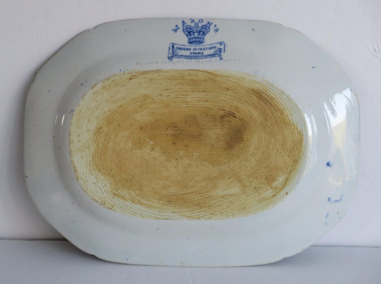 Hand-Painted Georgian Mason's Ironstone Serving Platter in Oriental Pheasant Pattern, Ca 1820 For Sale