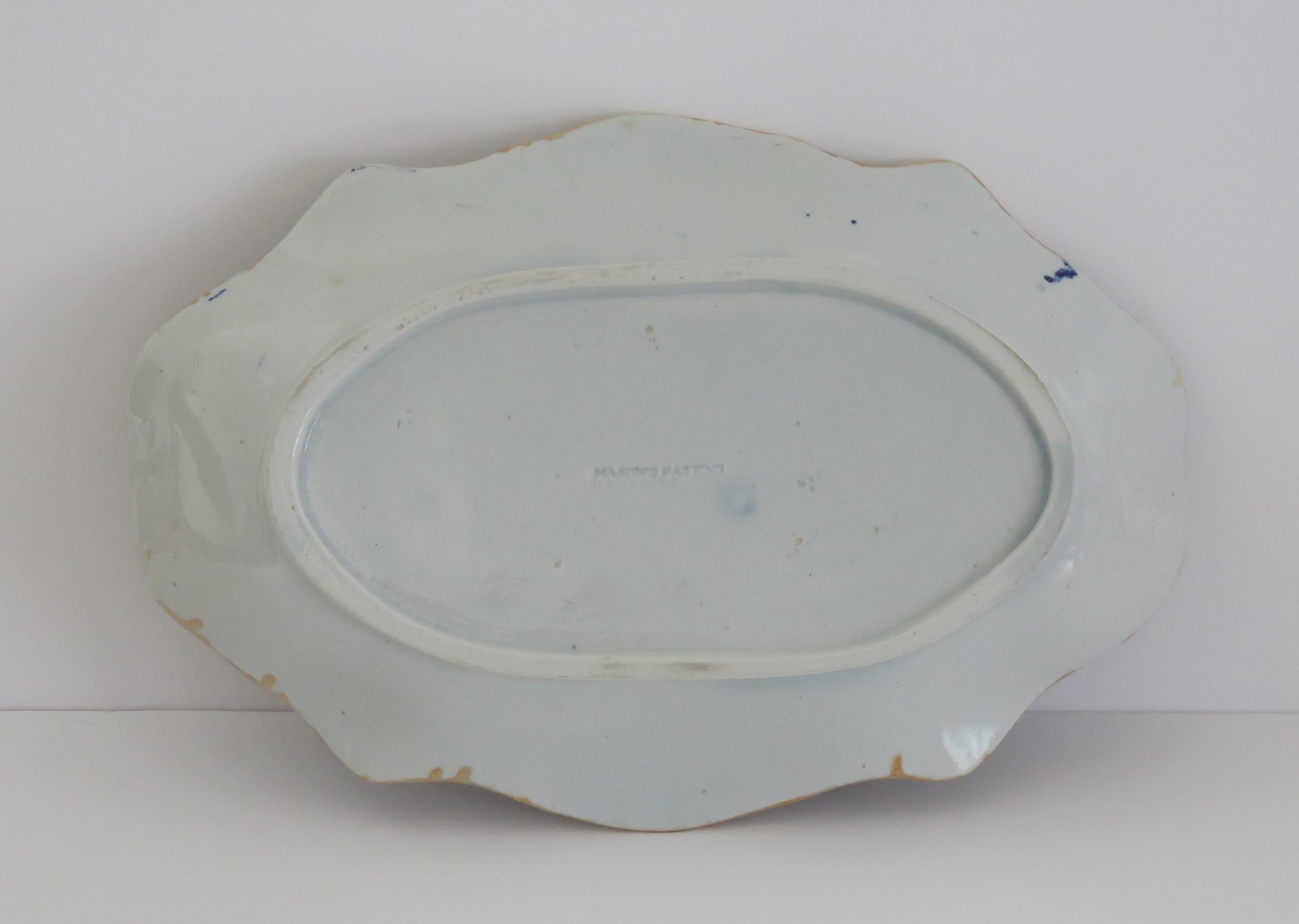 Georgian Mason's Ironstone Serving Platter Rock, Leaves and Flowers Ptn, Ca 1818 For Sale 4