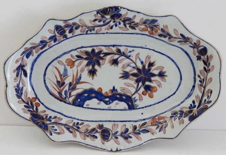 English Georgian Mason's Ironstone Serving Platter Rock, Leaves and Flowers Ptn, Ca 1818 For Sale