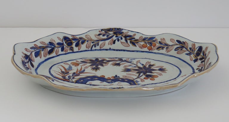 19th Century Georgian Mason's Ironstone Serving Platter Rock, Leaves and Flowers Ptn, Ca 1818 For Sale