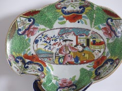 Georgian Mason's Ironstone Shell Dish Finely Painted Mandarin Pattern, Ca 1818