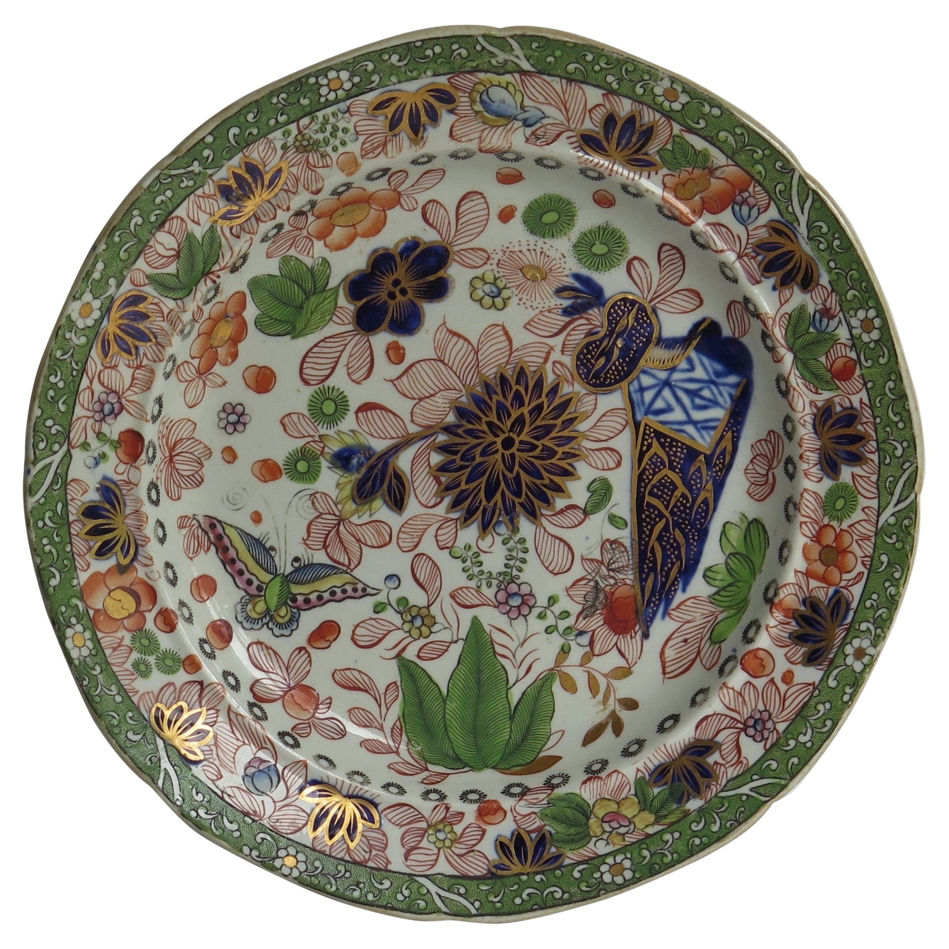 Georgian Mason's Ironstone Side Plate Butterfly & Chrysanthemum Ptn, circa 1818