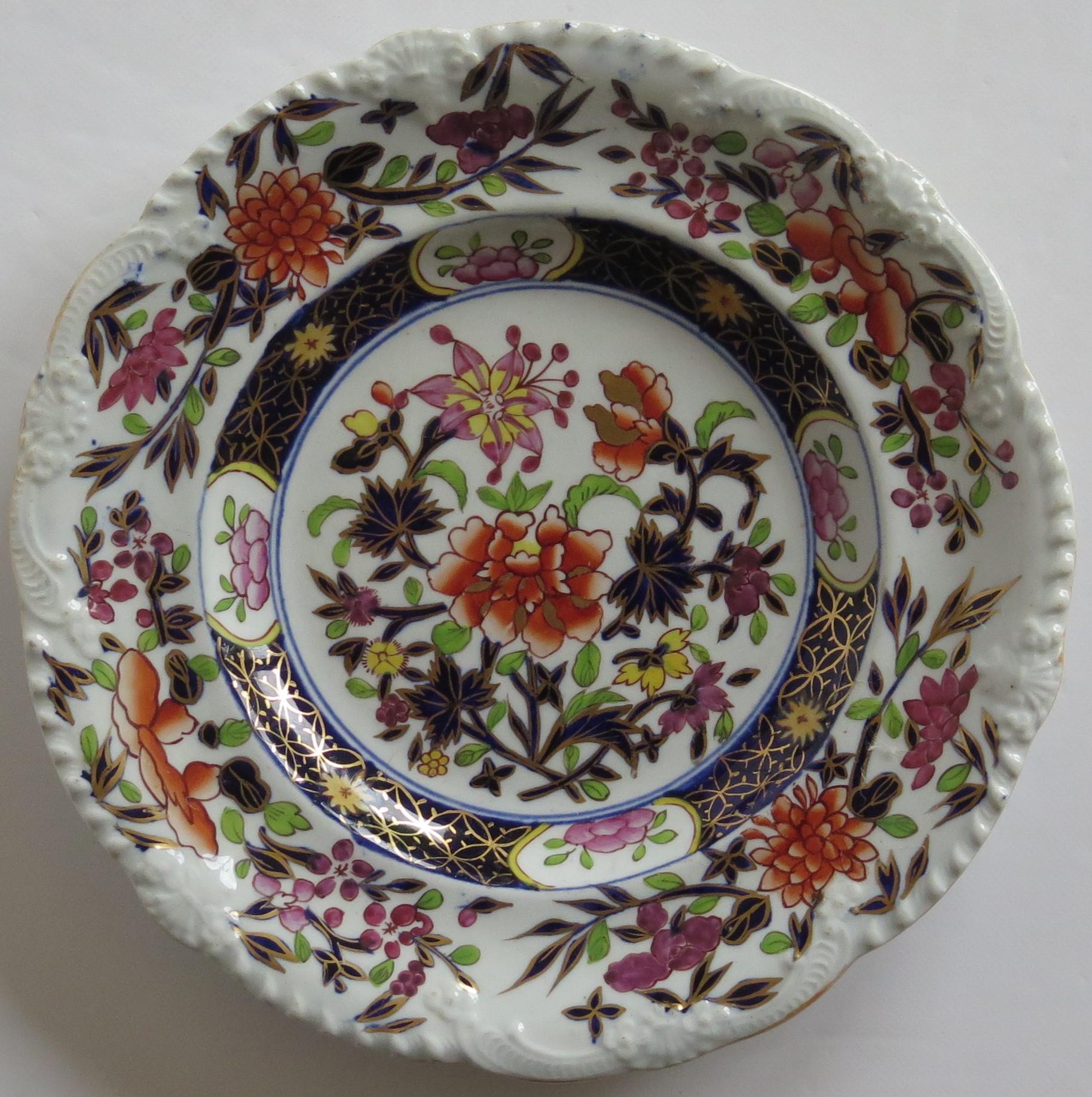English Georgian Mason's Ironstone Side Plate in Heavily Floral Japan Ptn, Circa 1815 For Sale