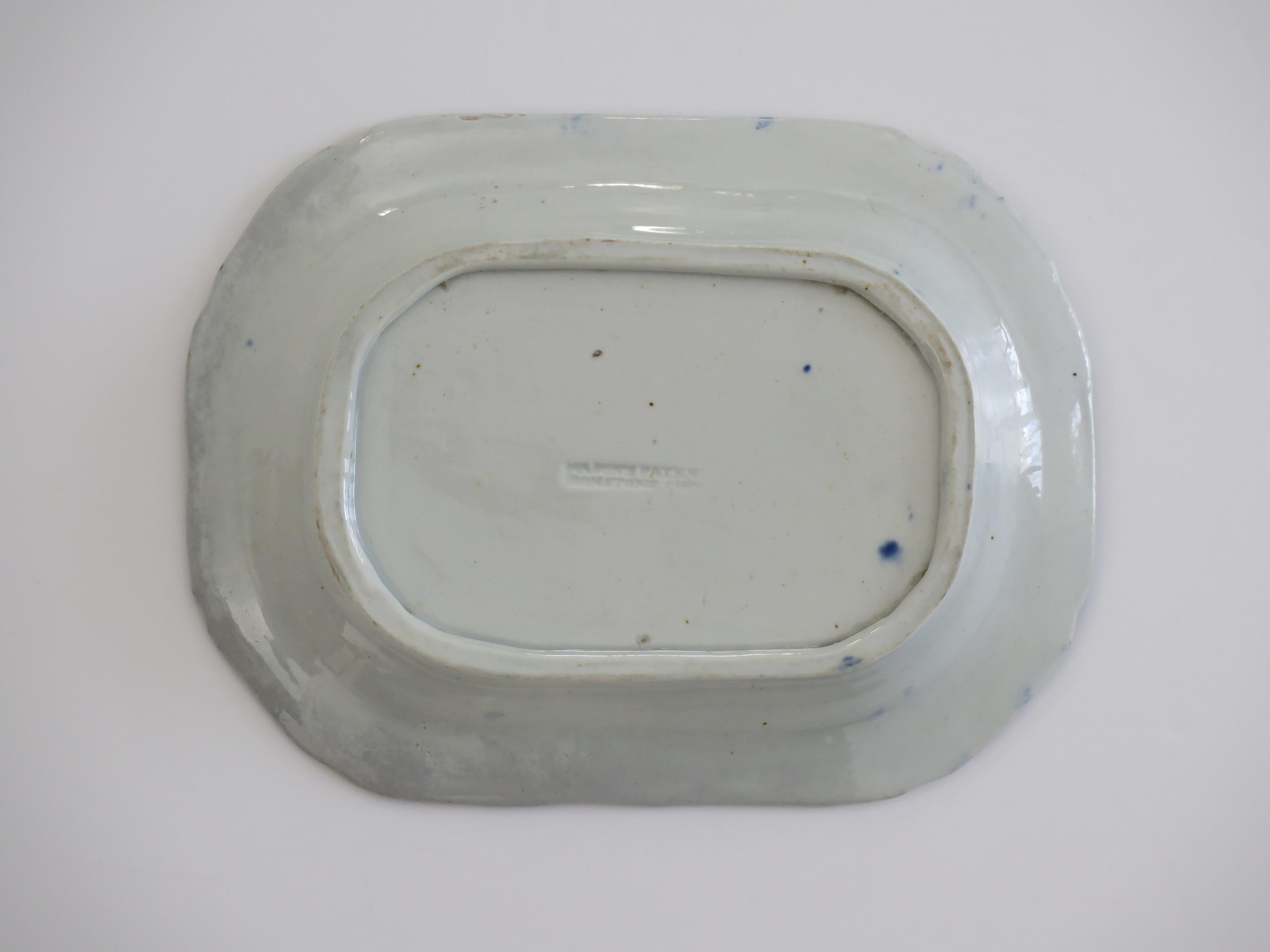 Georgian Masons Ironstone Small Dish or Platter in Peacock Japan Ptn, Ca.1815 For Sale 5