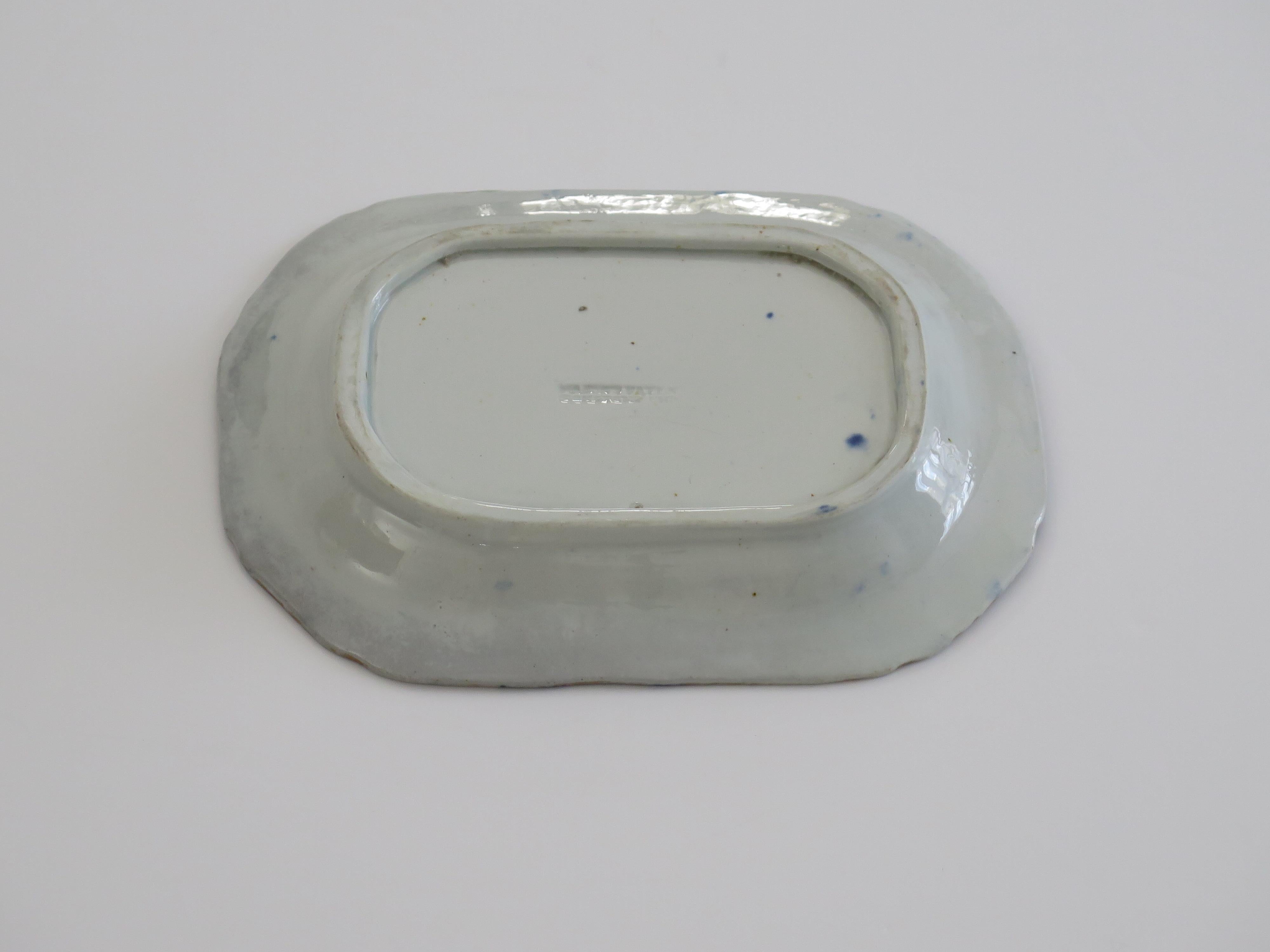 Georgian Masons Ironstone Small Dish or Platter in Peacock Japan Ptn, Ca.1815 For Sale 6