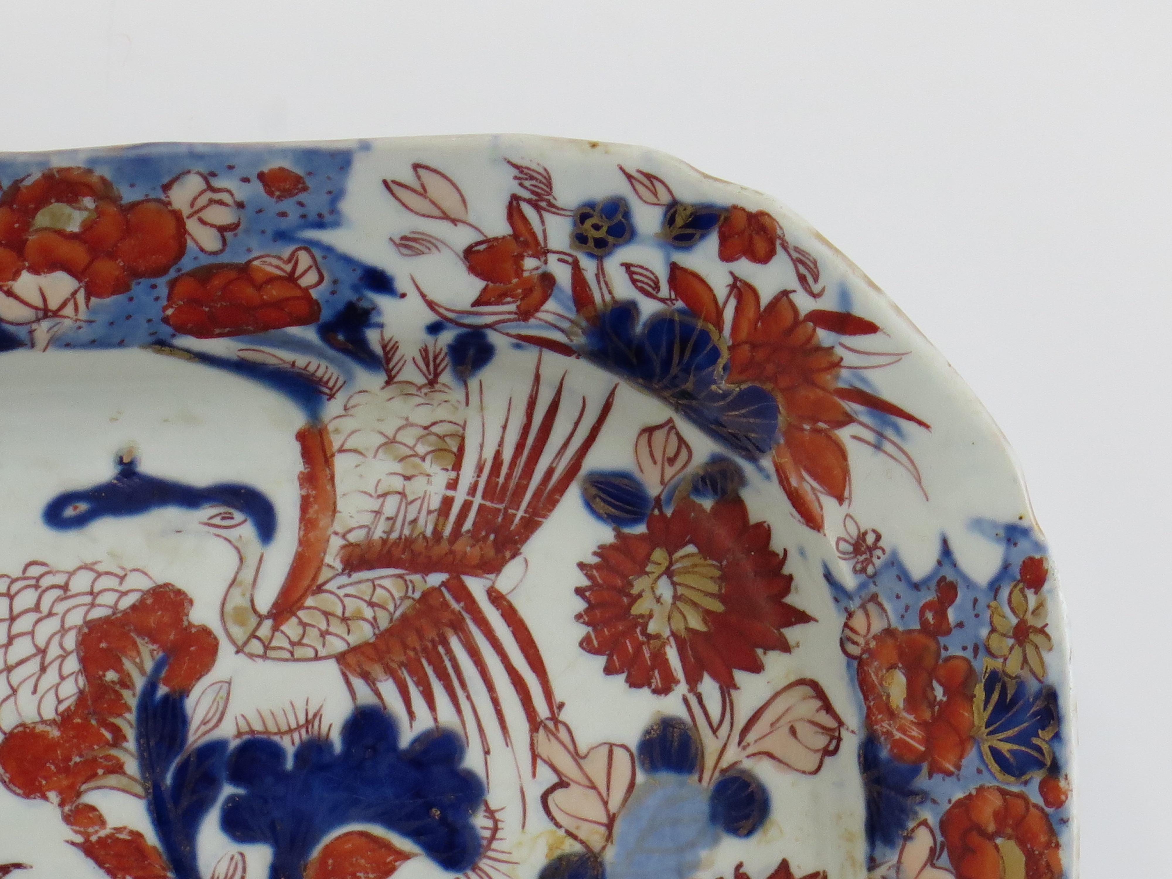 Georgian Masons Ironstone Small Dish or Platter in Peacock Japan Ptn, Ca.1815 For Sale 1