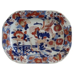 Antique Georgian Masons Ironstone Small Dish or Platter in Peacock Japan Ptn, Ca.1815