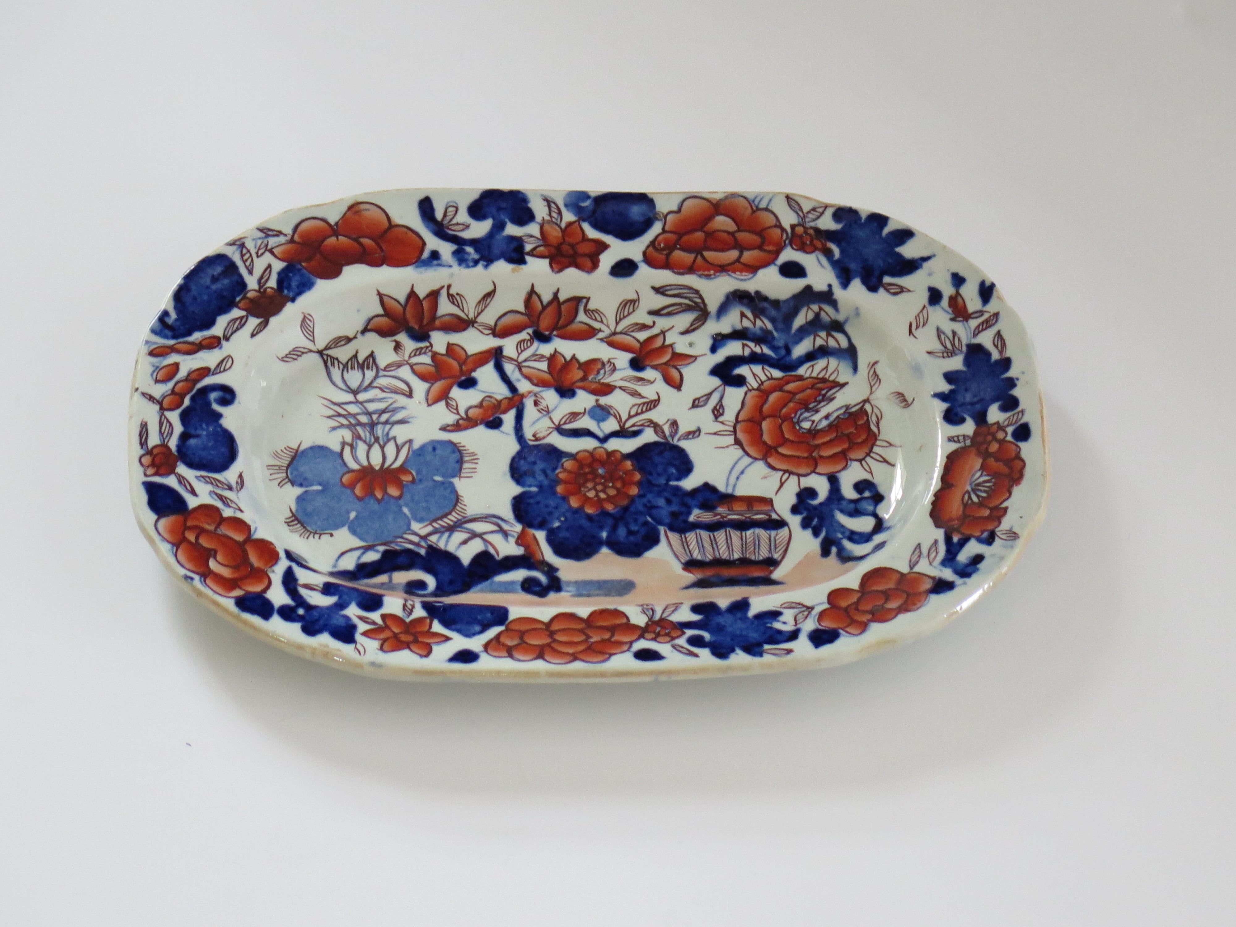 Georgian Mason's Ironstone Small Platter (B) in Basket Japan Pattern, Ca 1818 In Good Condition For Sale In Lincoln, Lincolnshire